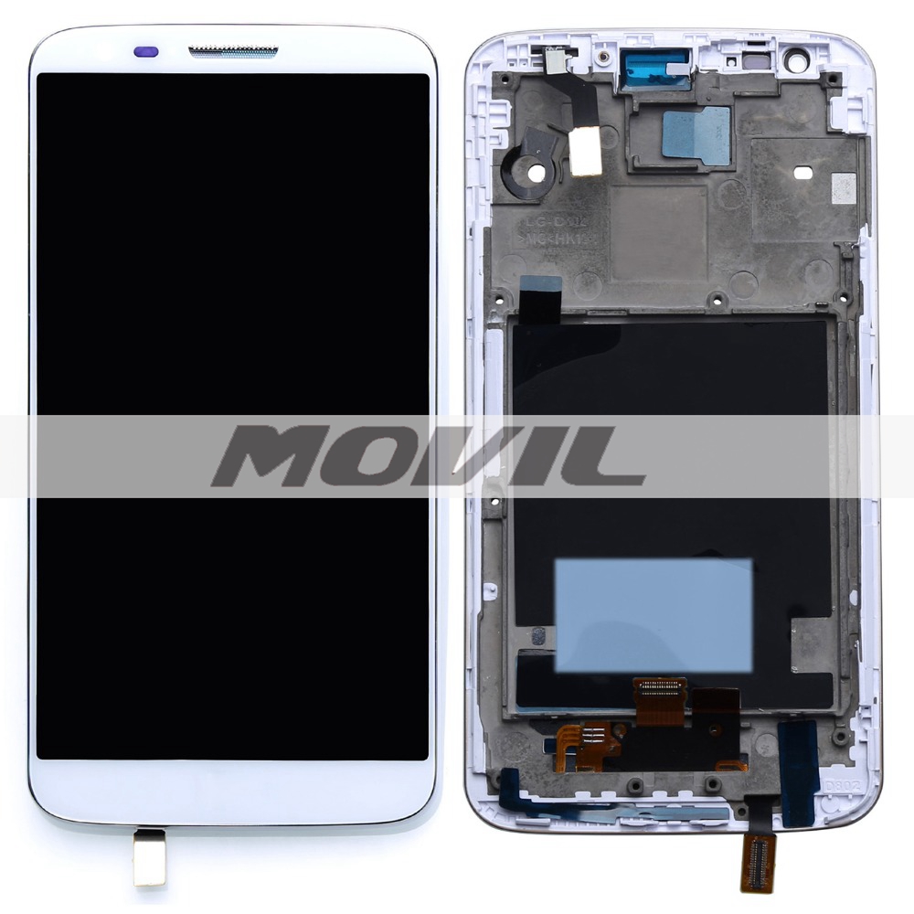 White For LG Optimus G2 D802 LCD Display Touch Screen Digitizer Full Assembly+Bezel Frame+Tools Free Shipping+Tracking No